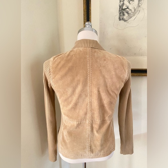 NEIMAN MARCUS New Frontier SIZE L  SUEDE PANEL ZIP UP SWEATER JACKET - Picture 3 of 6